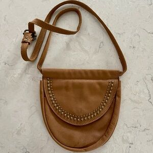 Sundance Catalog Tan Studded Leather Shoulder Bag - like new!